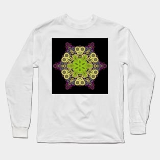 Dot Mandala Flower Green Yellow and Purple Long Sleeve T-Shirt